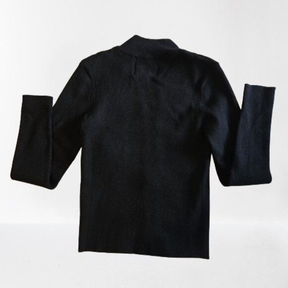 Alexia Admor Slim Fit Zip Up Black Cardigan Sweater Size Medium - Picture 9 of 15